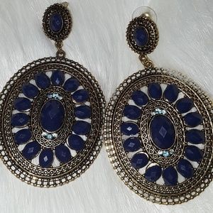 Navy Blue And Gold Earrings